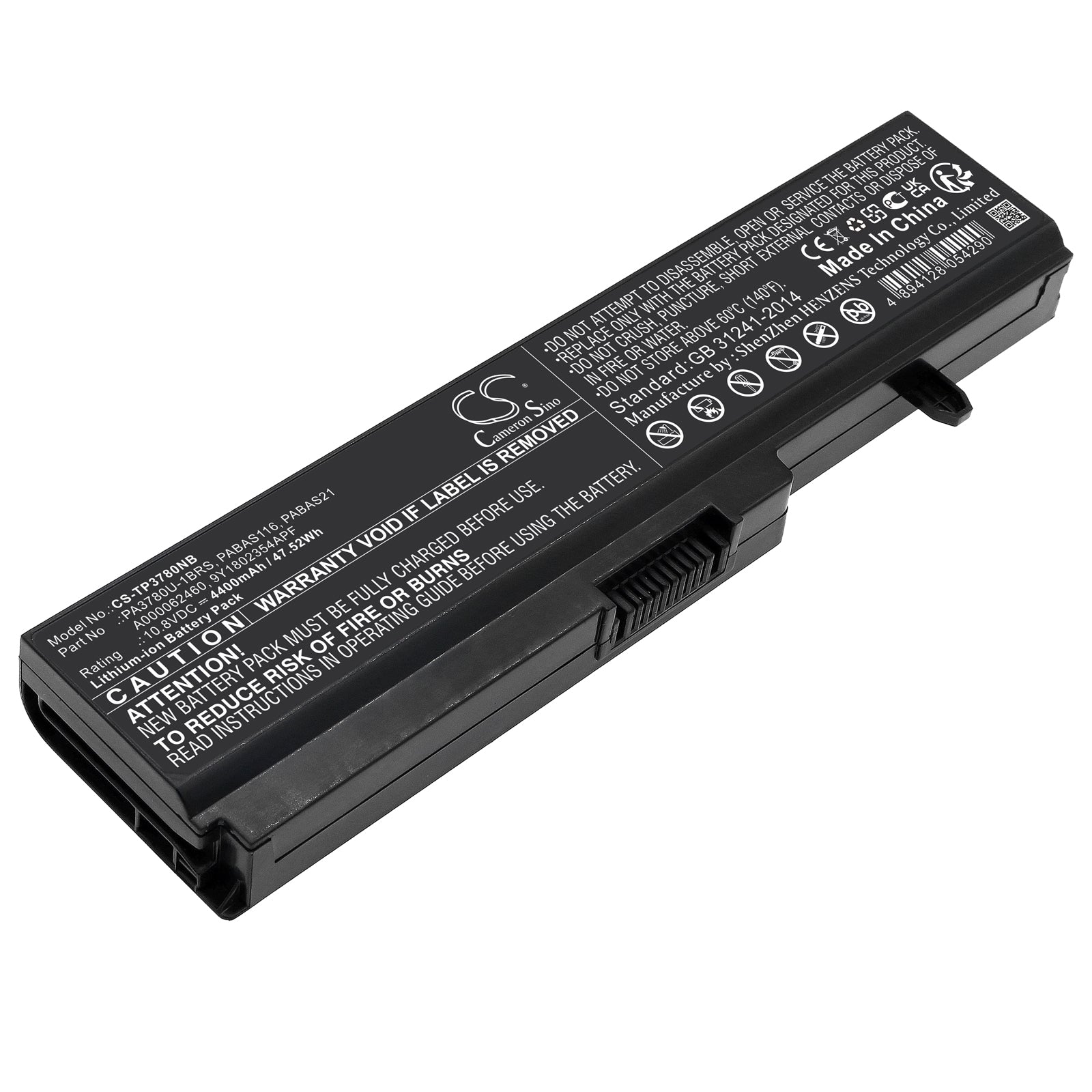 4400mAh 10.8V Li-ion Replacement Battery for Toshiba Portege/Satellite T110/T130 Series Laptops