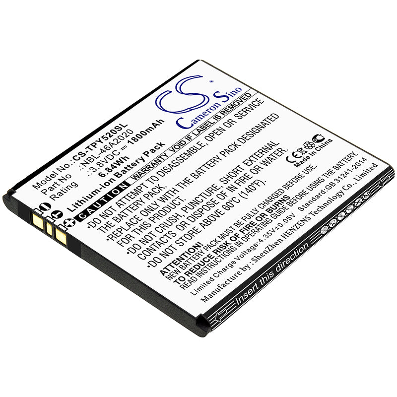 Neffos Y5L Replacement Battery - 1800mAh, TP-Link Smartphone Battery, 3.8V 6.84Wh Li-ion