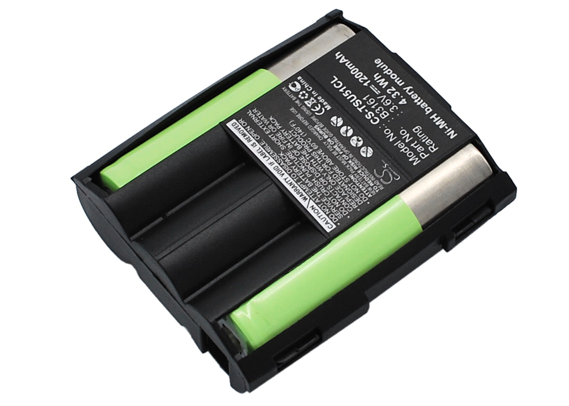 1200mAh Ni-MH 3.6V Replacement Battery for Ascom Samba & Beocom 5000 Cordless Phones (15x45x53mm Dimensions)
