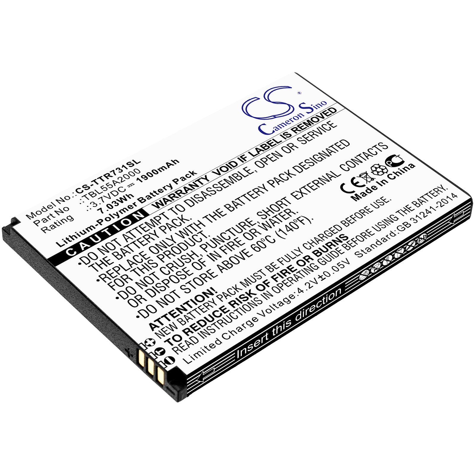 1900mAh TBL55A2000 Battery for TP-Link M7310, M7350 (v4.0/v3.20) Hotspots - 3.7V Li-Polymer Replacement