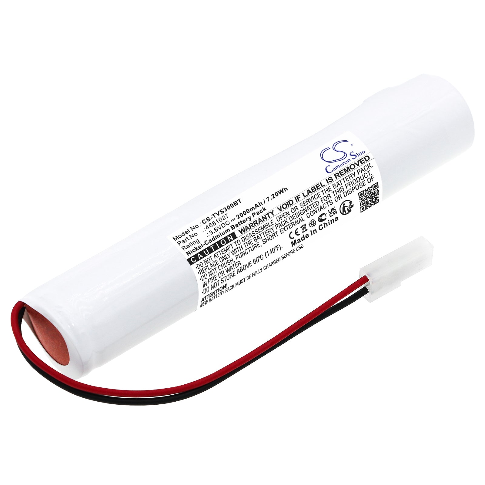 3.6V 2000mAh Ni-CD Emergency Light Battery - NLB 365, Thorn Voyager E3 Replacement - 129.2x25x22.5mm