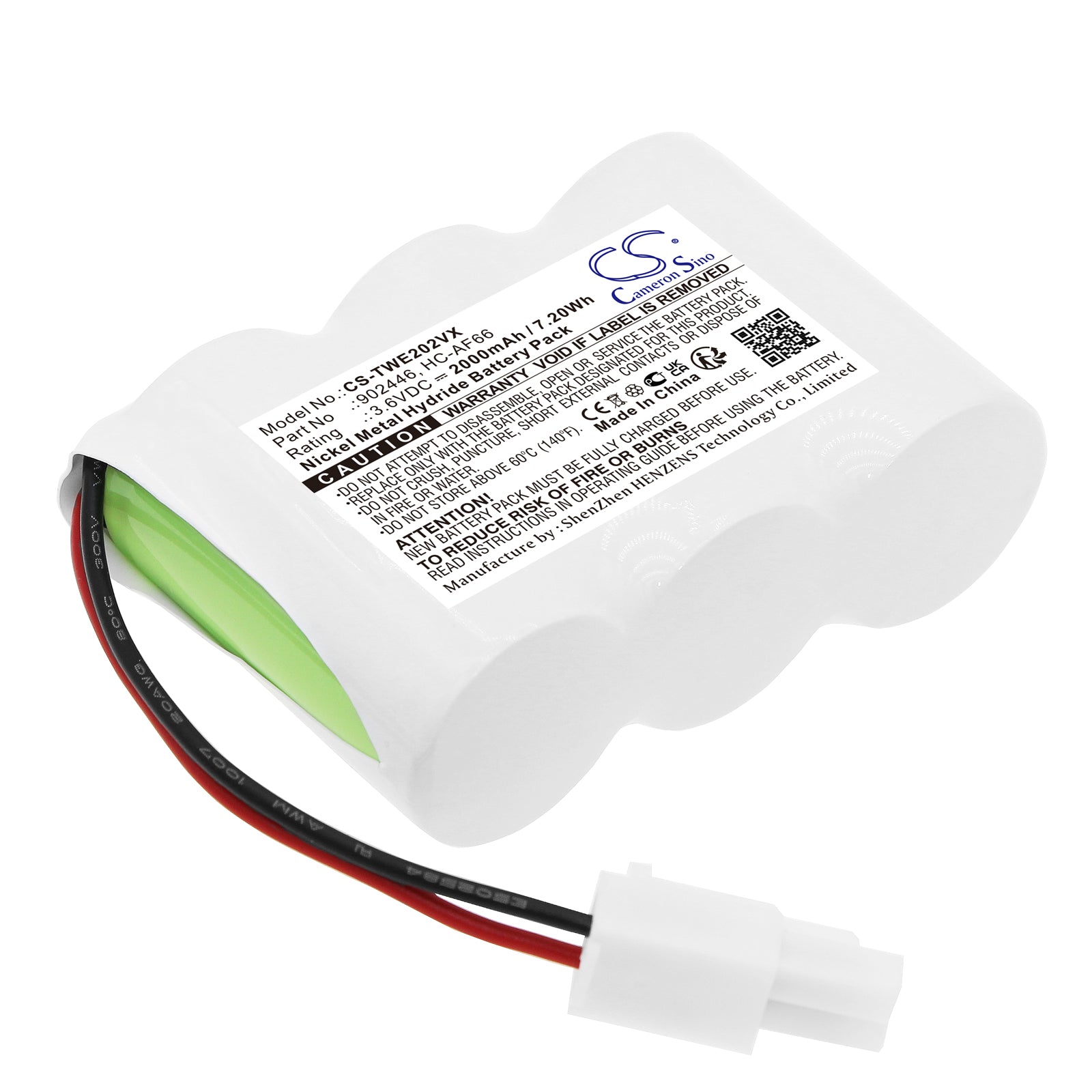 3.6V 2000mAh Ni-MH Replacement Battery Pack for TWINBIRD HC-E202, HC-E22C, HC-EB02, HC-R20 Vacuum Cleaners