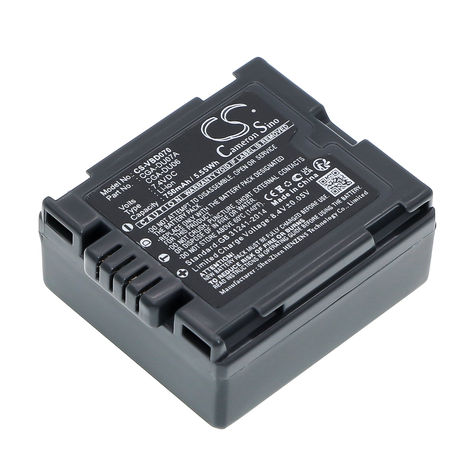 7.4V 750mAh Li-ion Battery Replacement for HITACHI & Panasonic Camcorders DZ-BP7SJ - 41.5x36.1x19.2mm