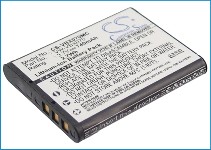 740mAh Replacement Battery for Panasonic HX-WA10, HX-DC1 Cameras - 3.7V Li-ion Battery