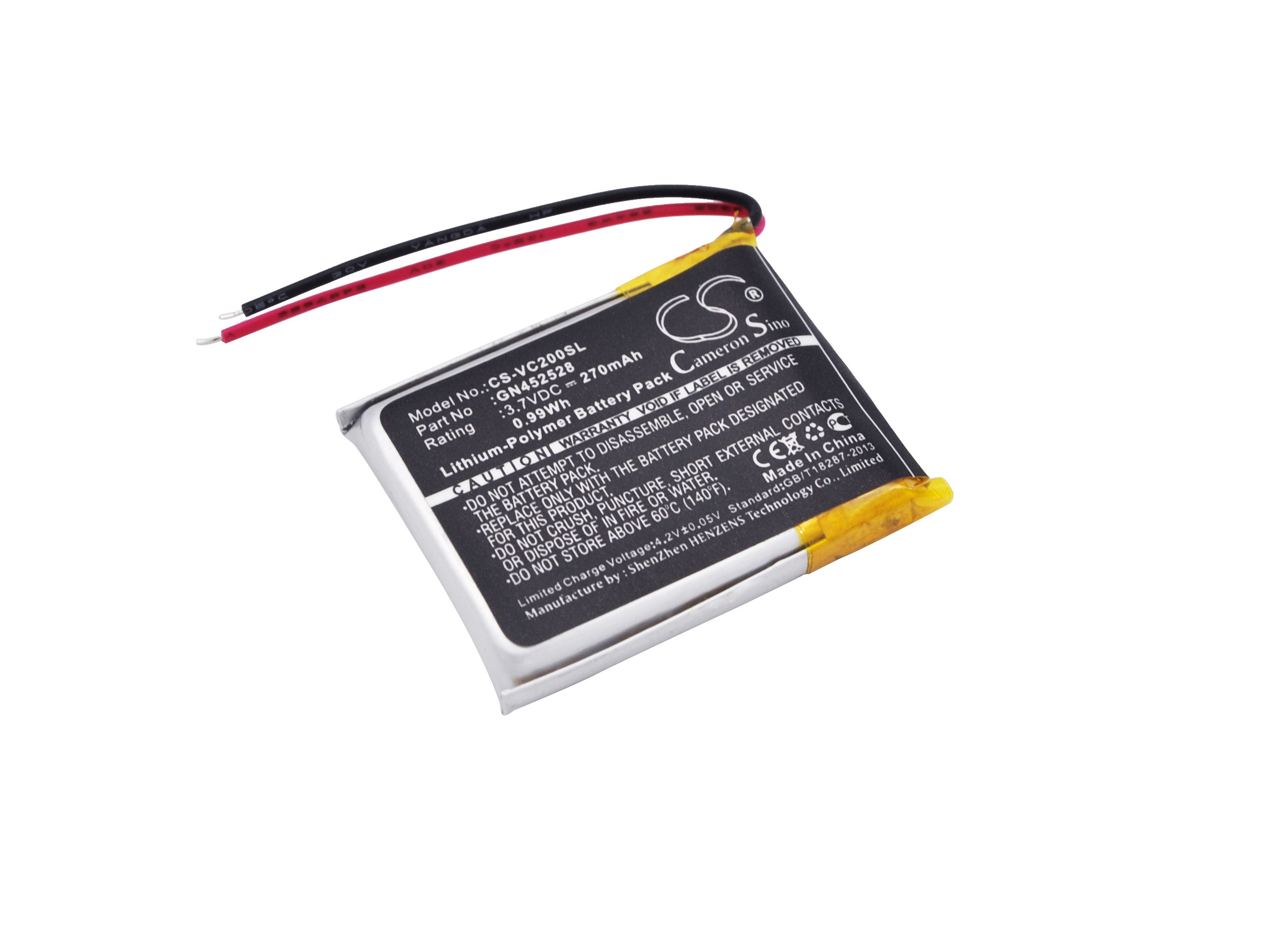 270mAh Replacement Battery for Voice Caddie VC200 GPS Navigator - 3.7V Li-Polymer