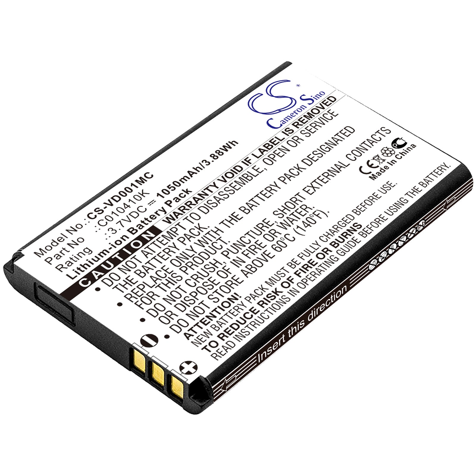 1050mAh 3.7V Li-ion Replacement Battery for ContourHD, Aiptek PocketDV & BlueWalker Mini Media Center