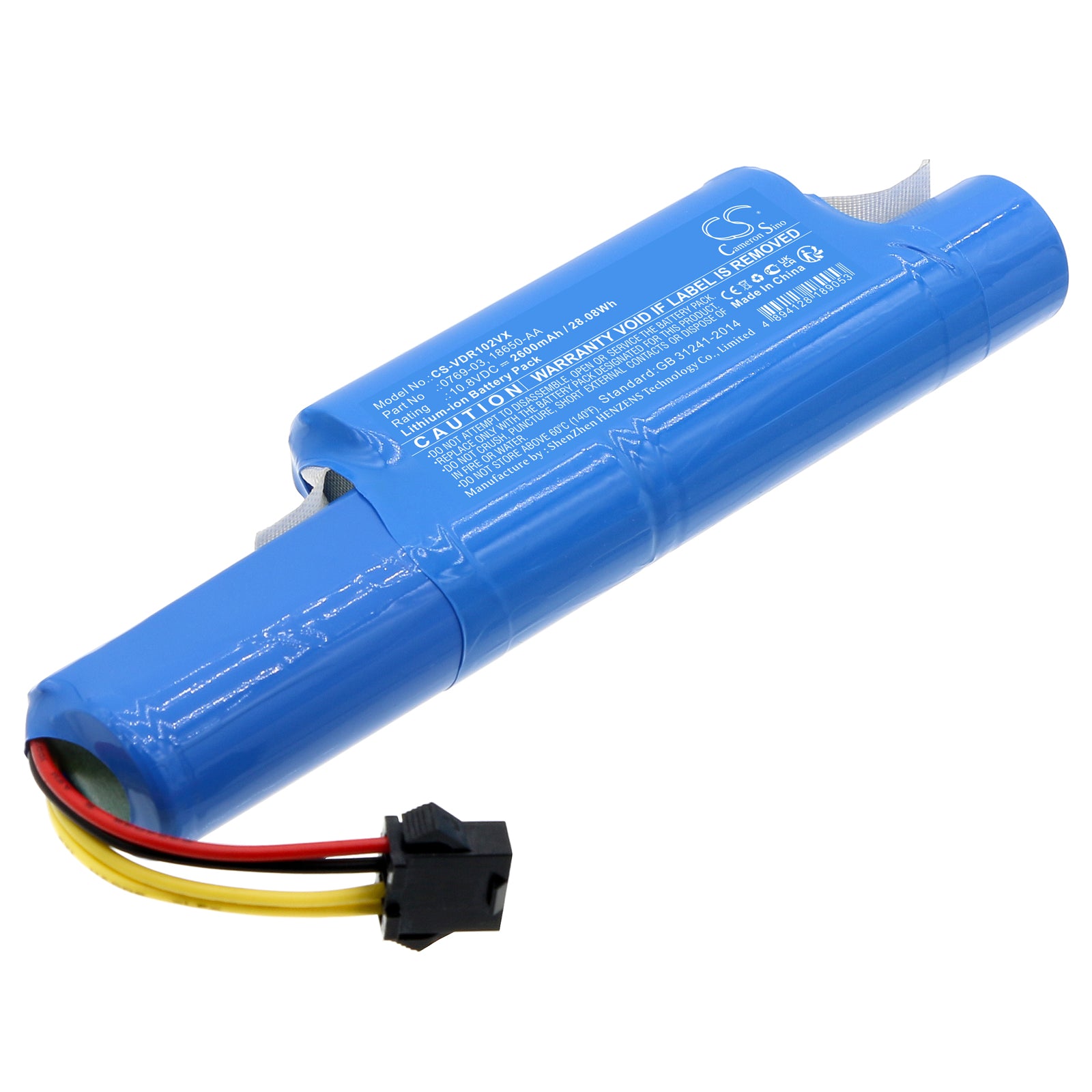2600mAh 10.8V Li-ion Replacement Battery for Vileda VR One & PetPro Robotic Vacuum Cleaner