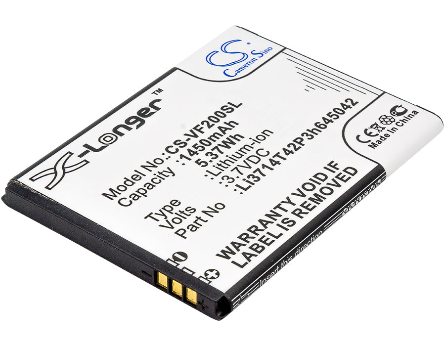 1450mAh Replacement Battery for Vodafone Smart First 7 VFD 200 Mobile Phone - 3.7V Li-ion - Li3714T42P3h645042