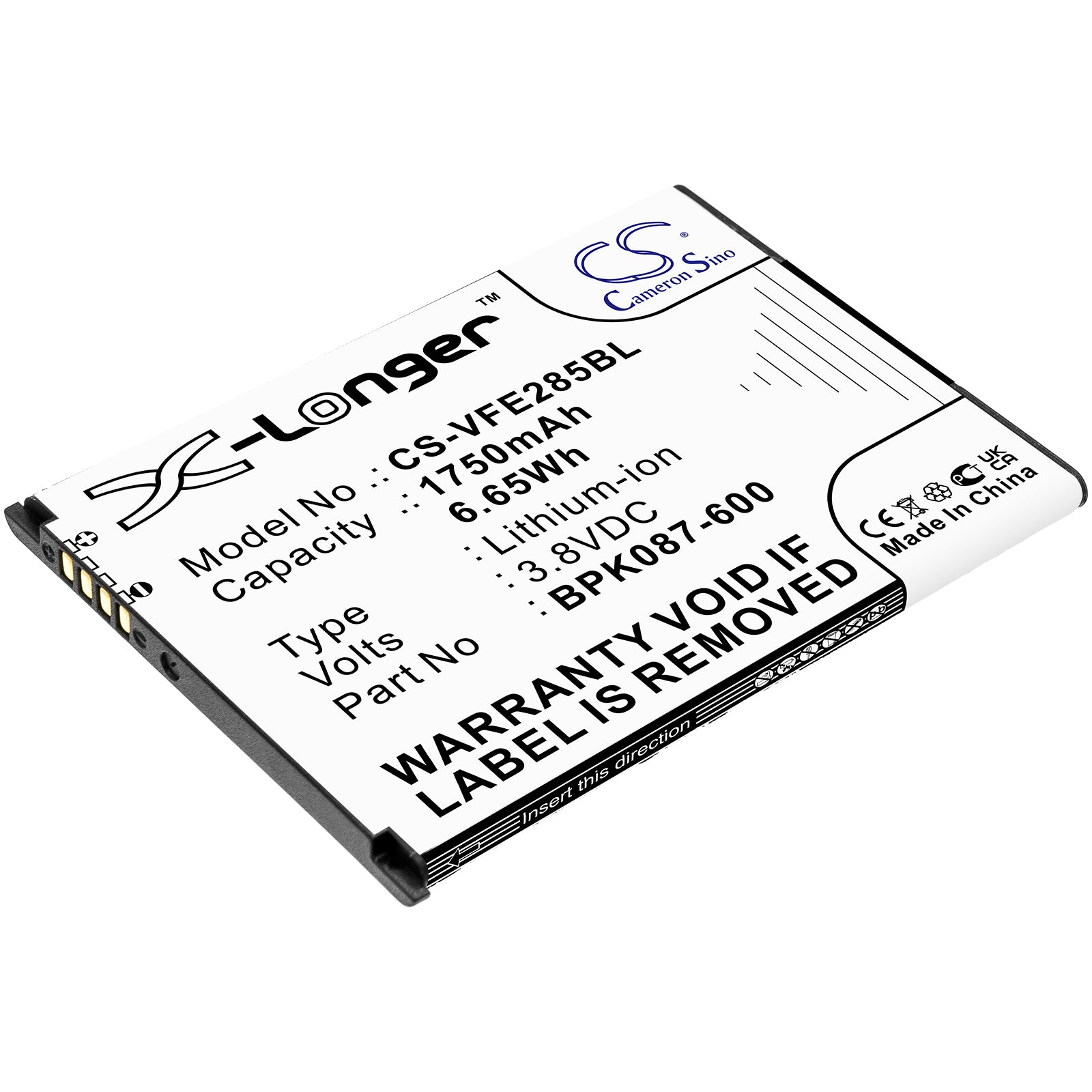 1750mAh Replacement Battery for Verifone E285 & IPAY E285 Payment Terminal - 3.8V Li-ion