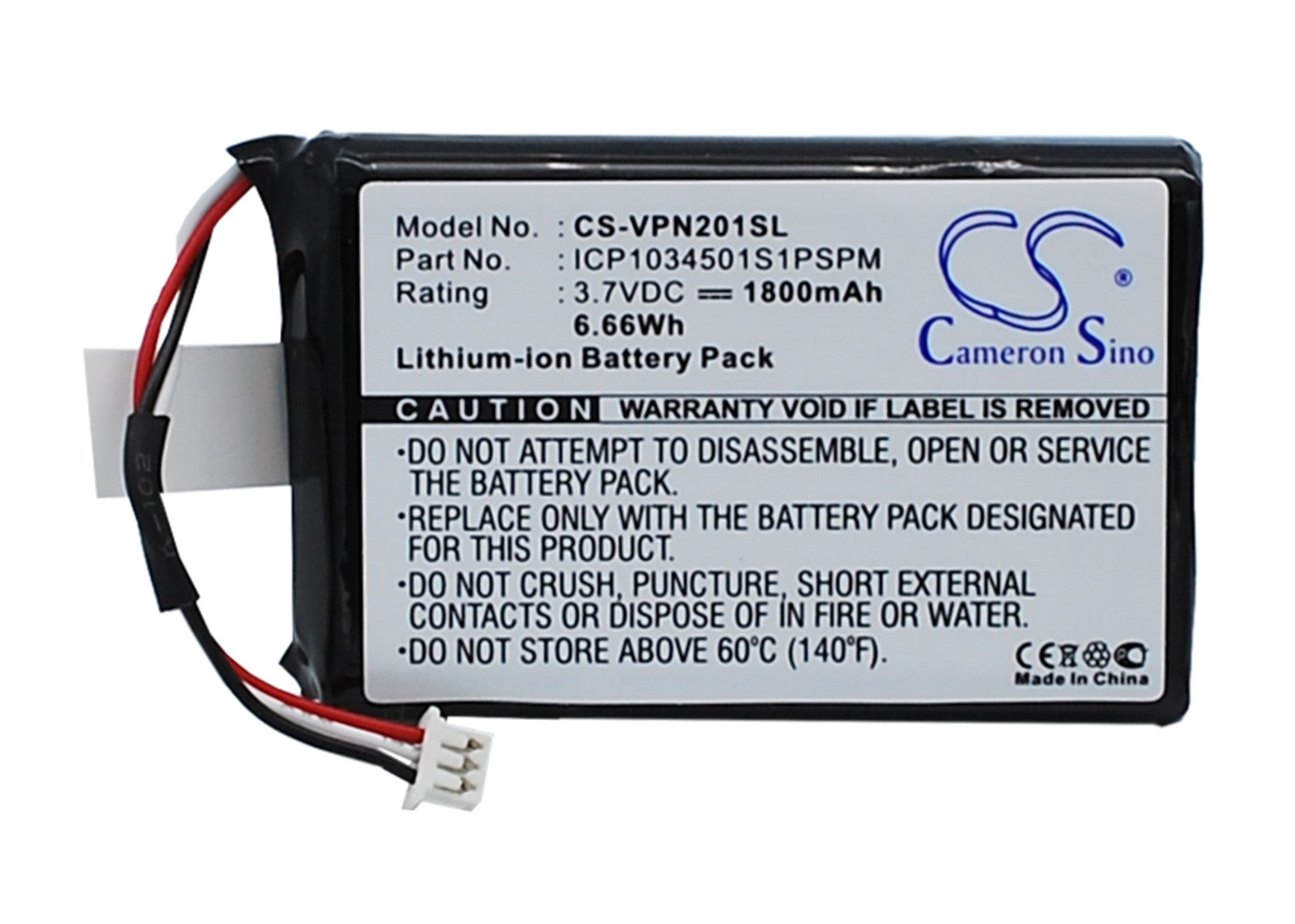 1800mAh Replacement Battery for VDO Dayton MS2010AUS GPS Navigator, 3.7V Li-ion, Exact Fit