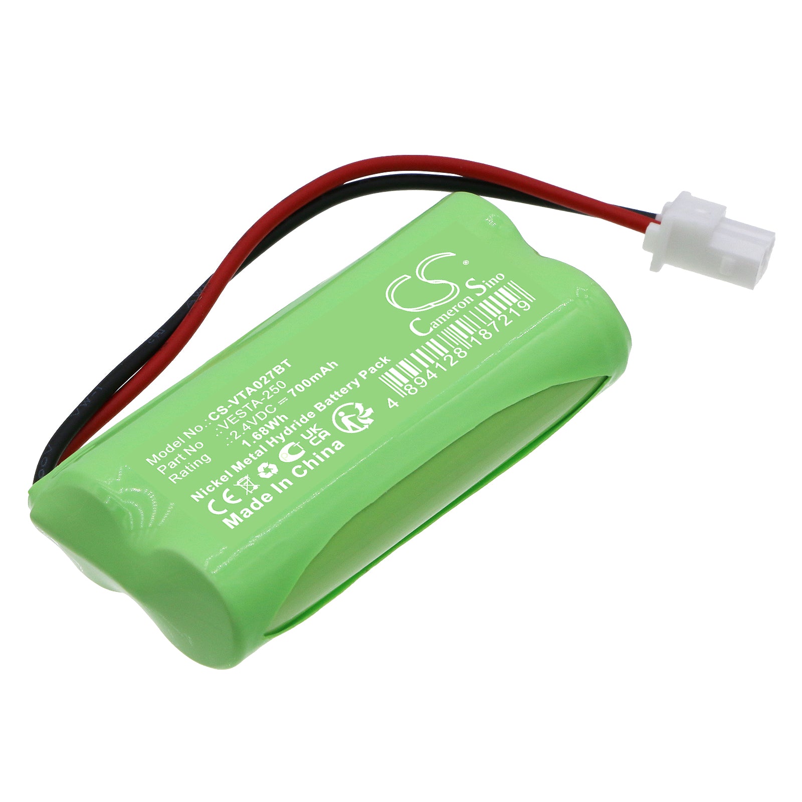 700mAh 2.4V Ni-MH Replacement Battery for Vesta 027 HWC-1B-F1, 224 WEZC-8, 250 Alarm Systems