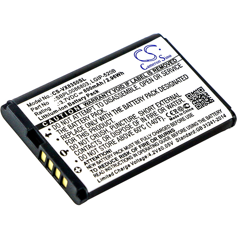 LG VX8350 VX5200 VX5400 VX5500 Helix Phone Battery - 800mAh 3.7V Li-ion Replacement