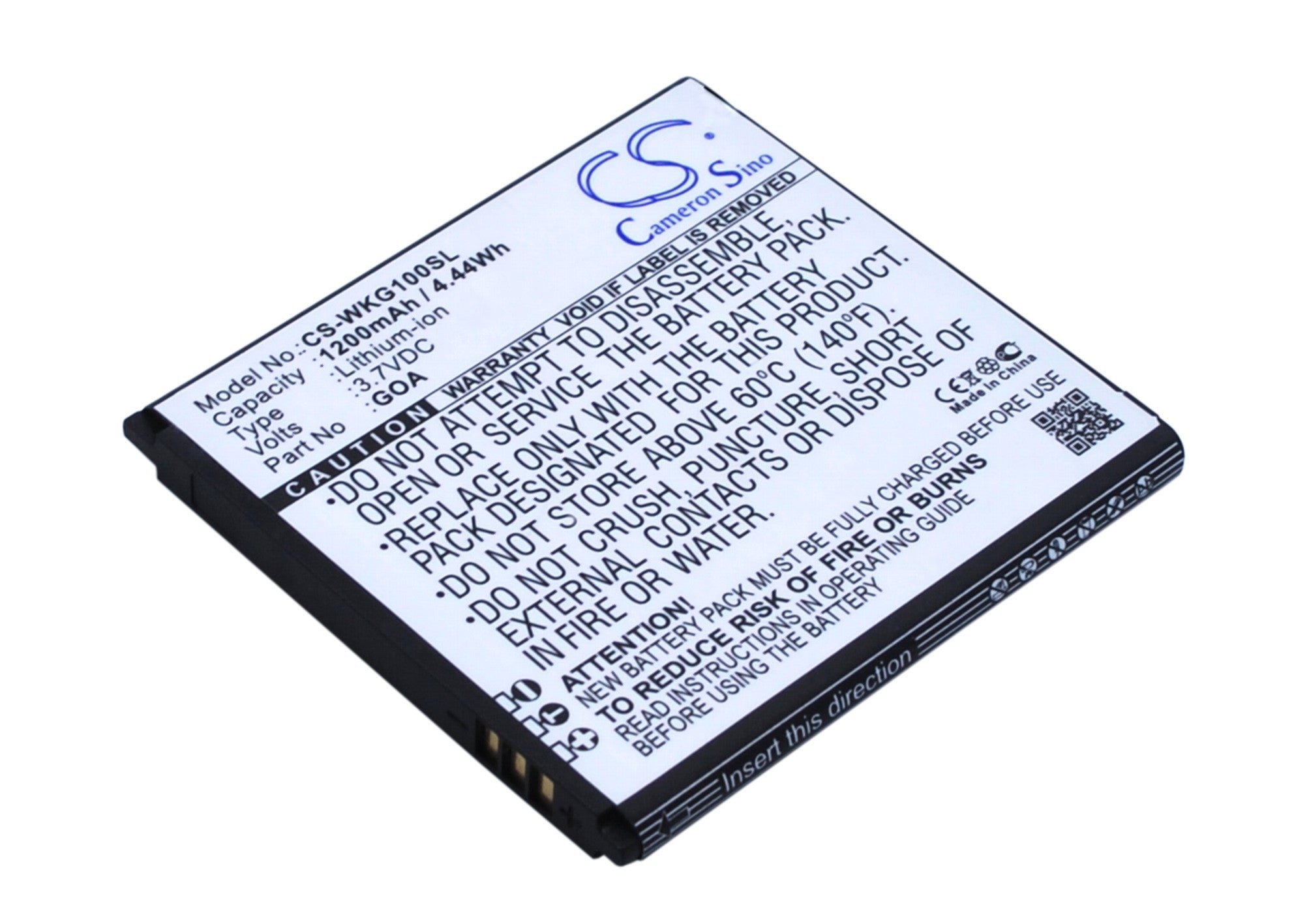 1200mAh Battery for WIKO GOA, Sunny, 9662, TramontoMobile - 3.7V Li-ion Smartphone Replacement