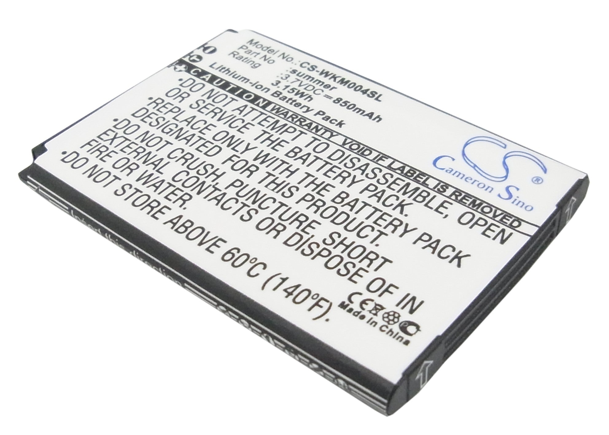 850mAh 3.7V Li-ion Battery Replacement for Wiko Summer & Soap Smartphones - Extended Life Power