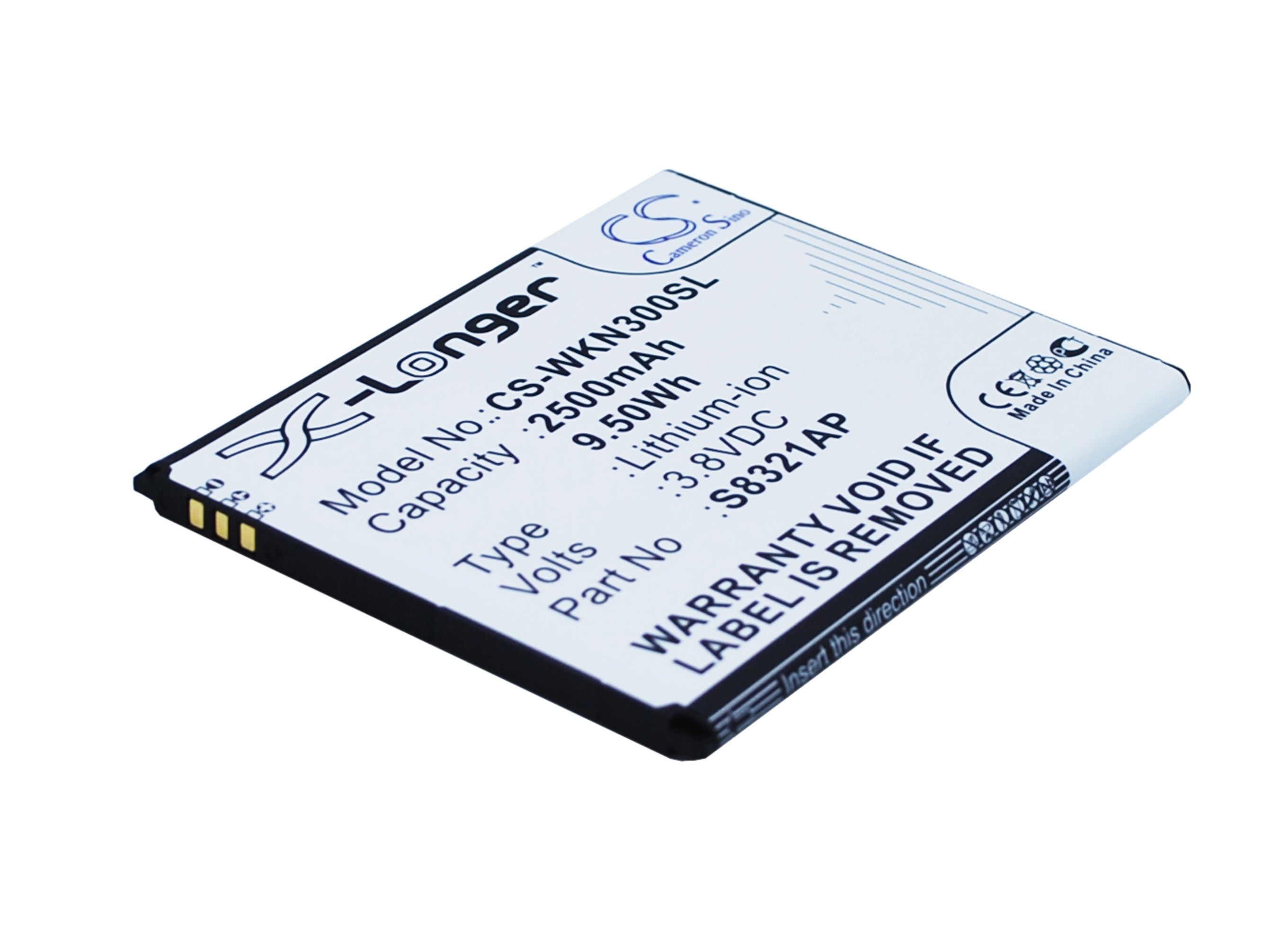 2500mAh Replacement Battery for Wiko Slide/Slide 4GB/N300 Mobile - 3.8V Li-ion - Phone Battery