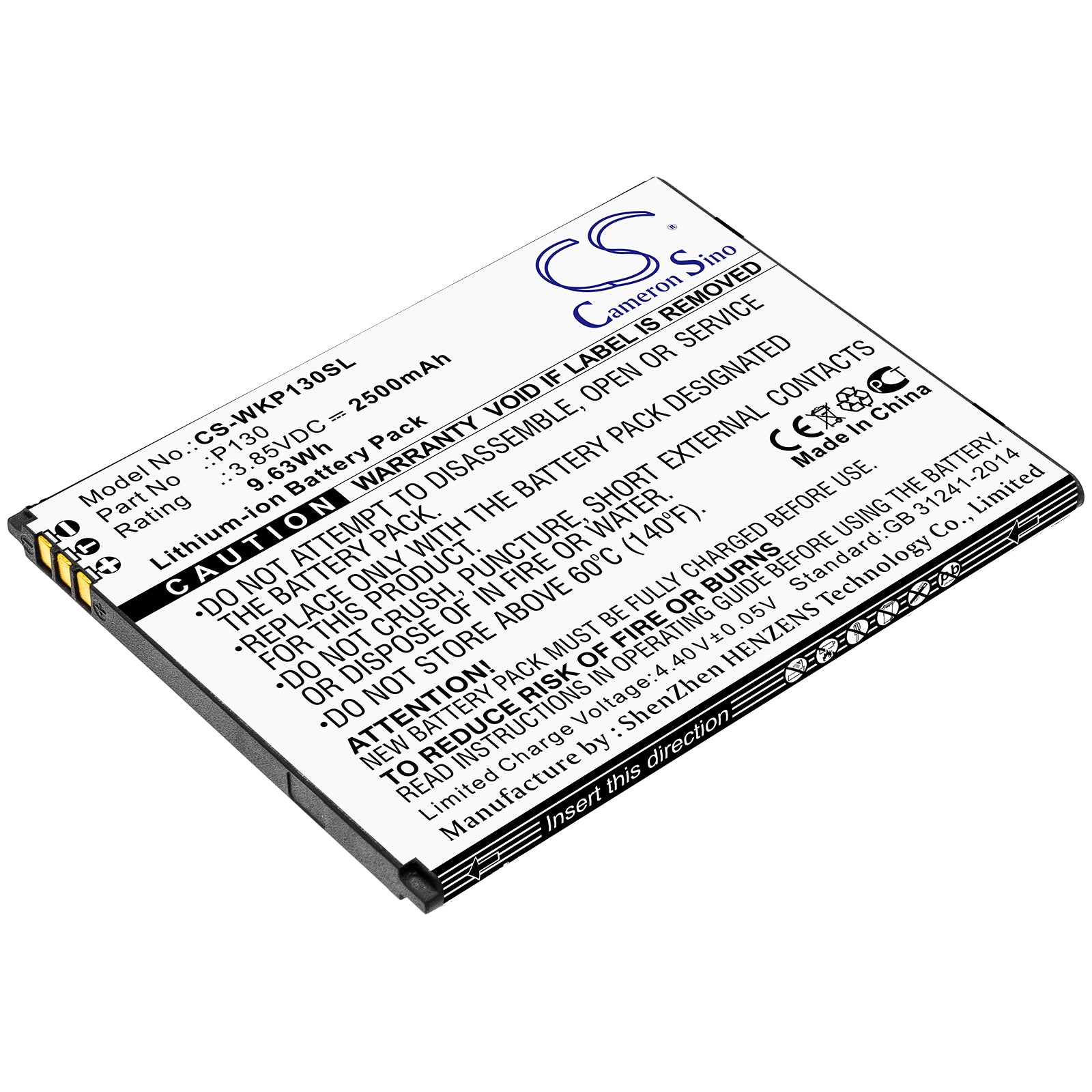 2500mAh Battery Replacement for Wiko P130 & View Go - 3.85V Li-ion, Exact Fit Smartphone Battery