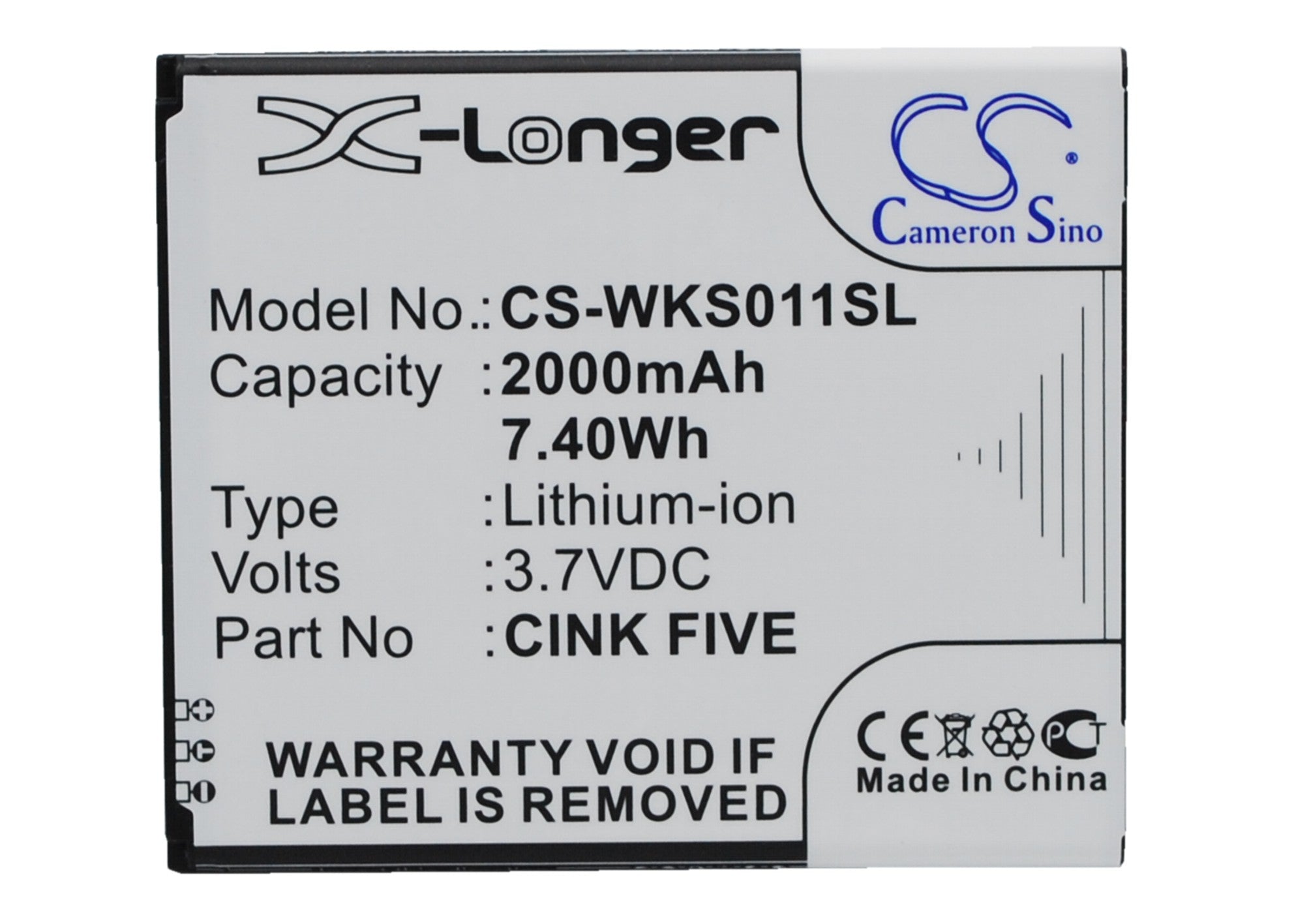 2000mAh 3.7V Li-ion Replacement Battery for Explay X-Tremer, Micromax Canvas & Wiko Smartphones - Power Solution