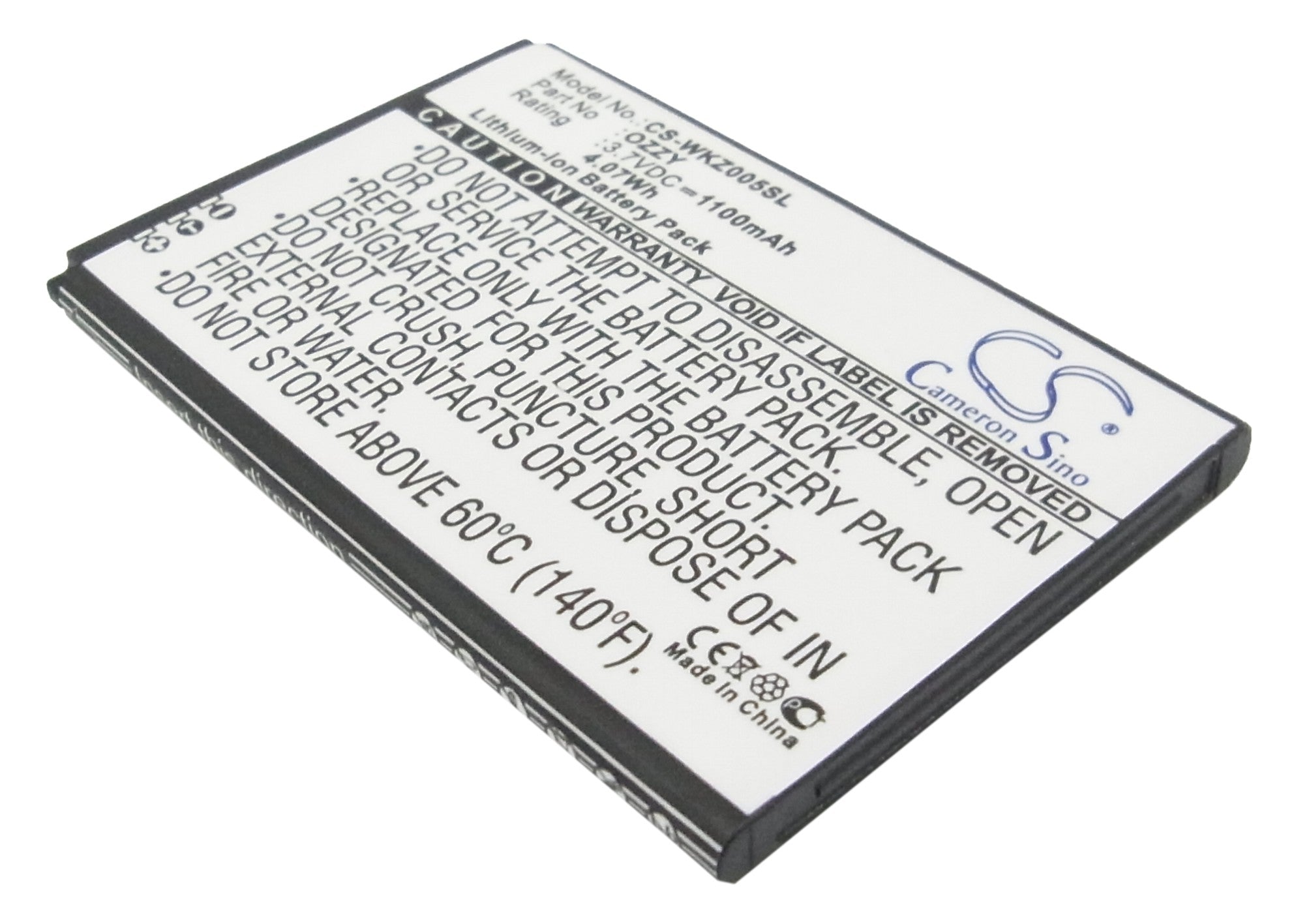 1100mAh Replacement Battery for Wiko Ozzy & Ozzy Dual SIM Phones - Li-ion 3.7V 4.07Wh Battery Pack