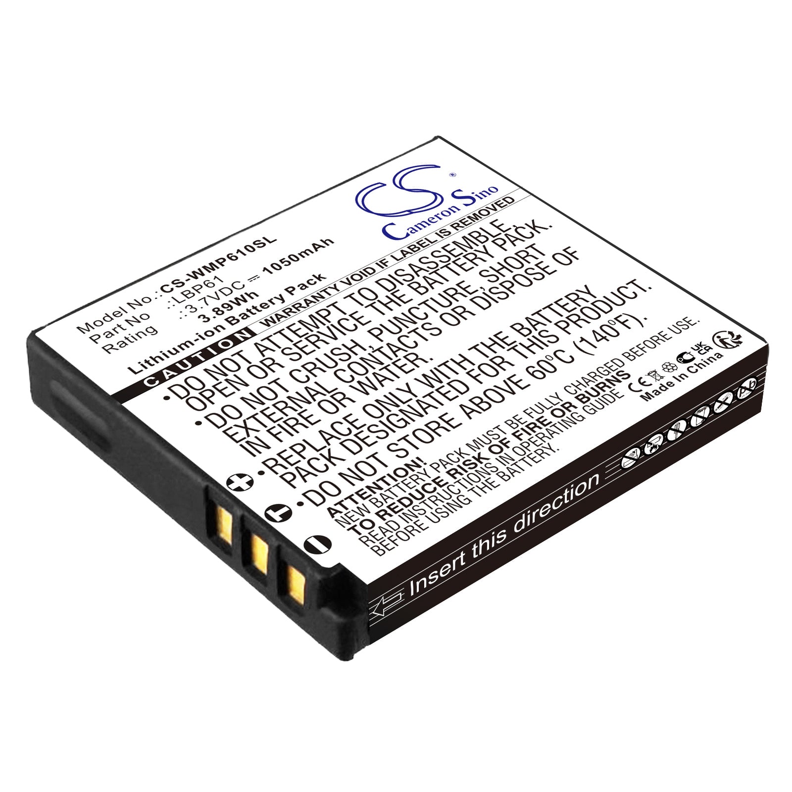 Wisycom MRP61 Transmitter Battery - 1050mAh LBP61 Replacement, 3.7V Li-ion, Professional Audio Power