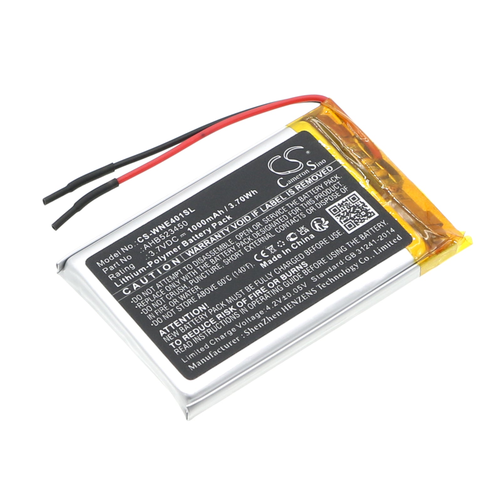 1000mAh 3.7V Li-Polymer Replacement Battery for Weenect Silber WE401 GPS Tracker/Navigator