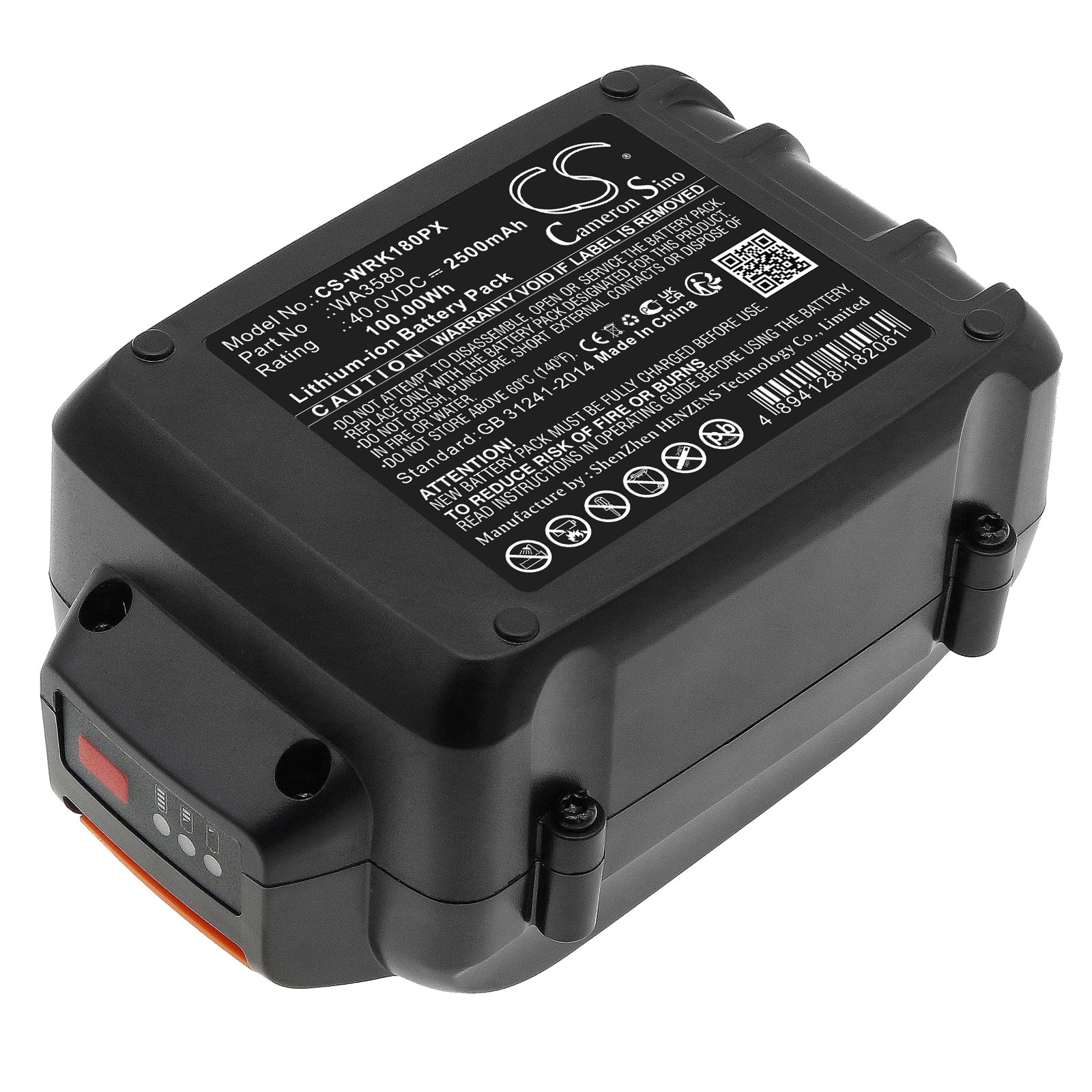 40V 2.5Ah Replacement Battery for Worx Power Tools: WG180, WG280, WG380, WG580, WG640 String Trimmers, Blowers, Saws - WA3580 WA3747 WA3877 Li-ion