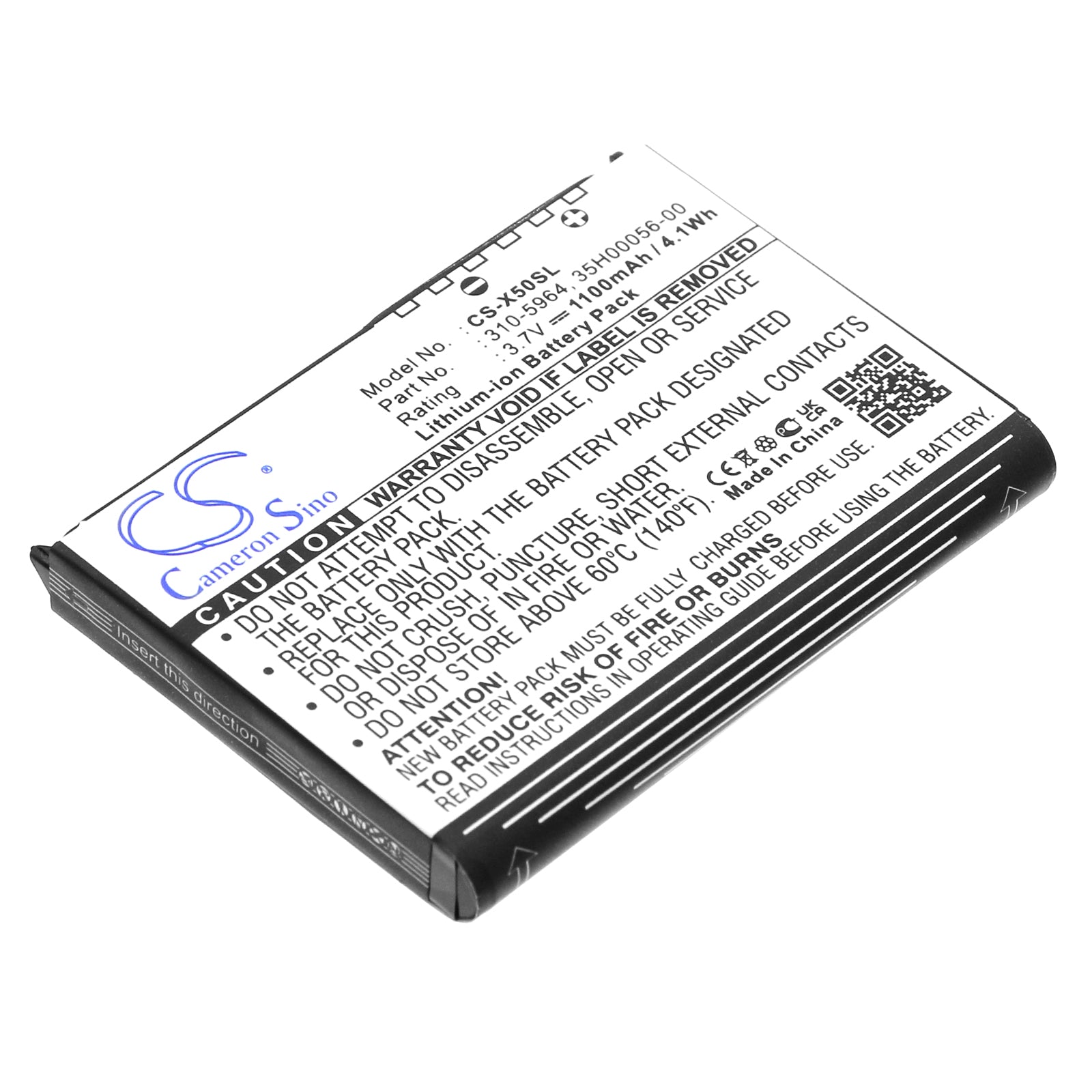1100mAh Replacement Battery for DELL Axim X50 X50V X51 X51V PDA - 3.7V Li-ion, 4.07Wh