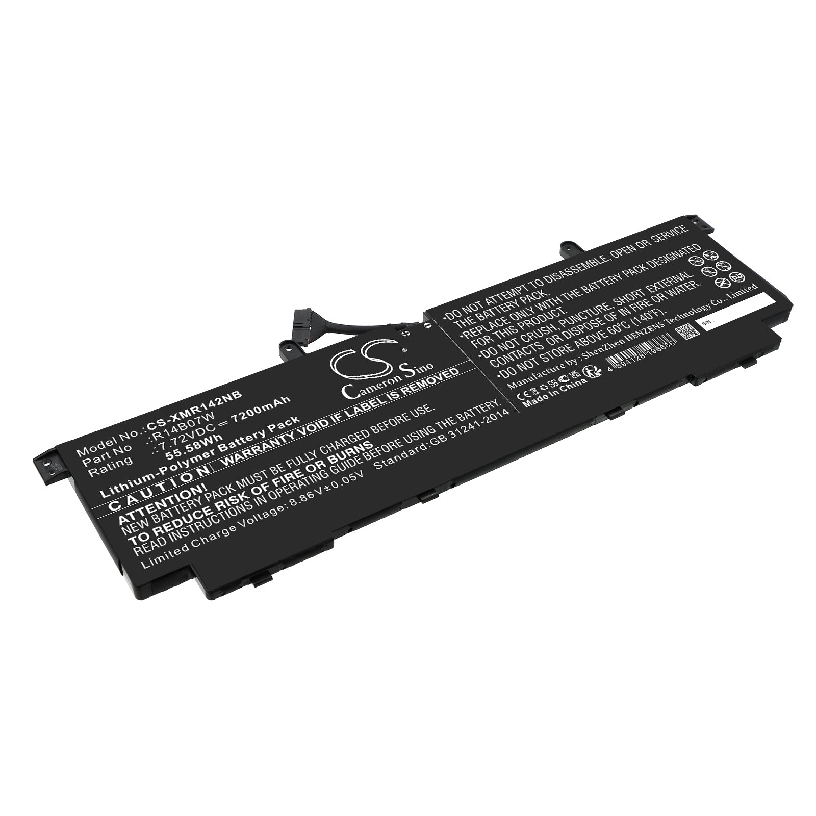 7200mAh Laptop Battery for Xiaomi NoteBook Pro 14 2022 - 55.58Wh 7.72V Li-Polymer Replacement - R14B07W