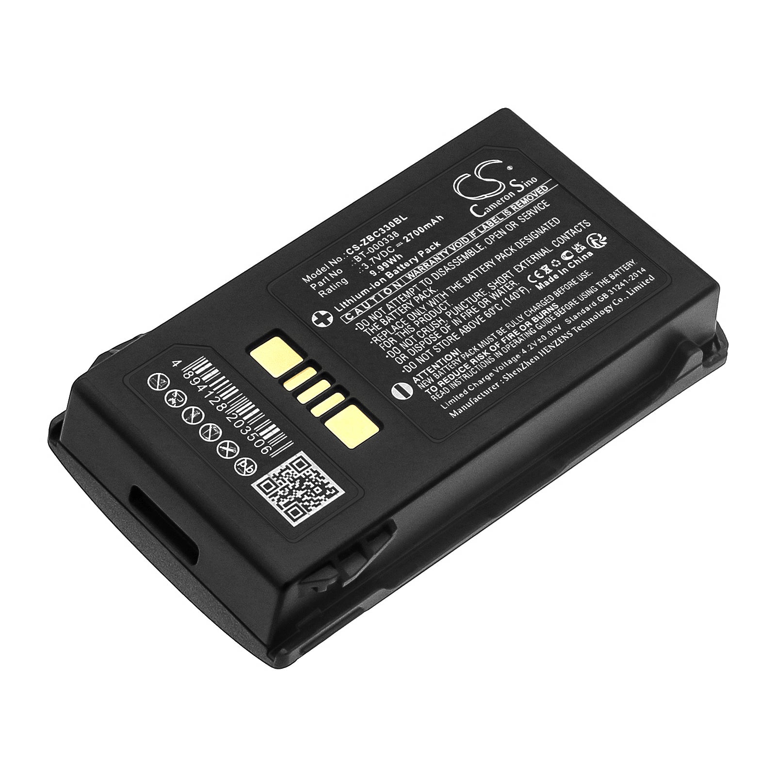 2700mAh Extended Battery for Zebra MC33XX Barcode Scanners - 3.7V Lithium-ion, Replacement Power