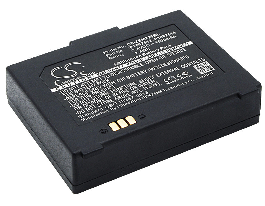 1000mAh Replacement Battery for Zebra EM220 Mobile Printer - EM220II, 7.4V Li-ion, W2A-0UB10010-00, P1002512