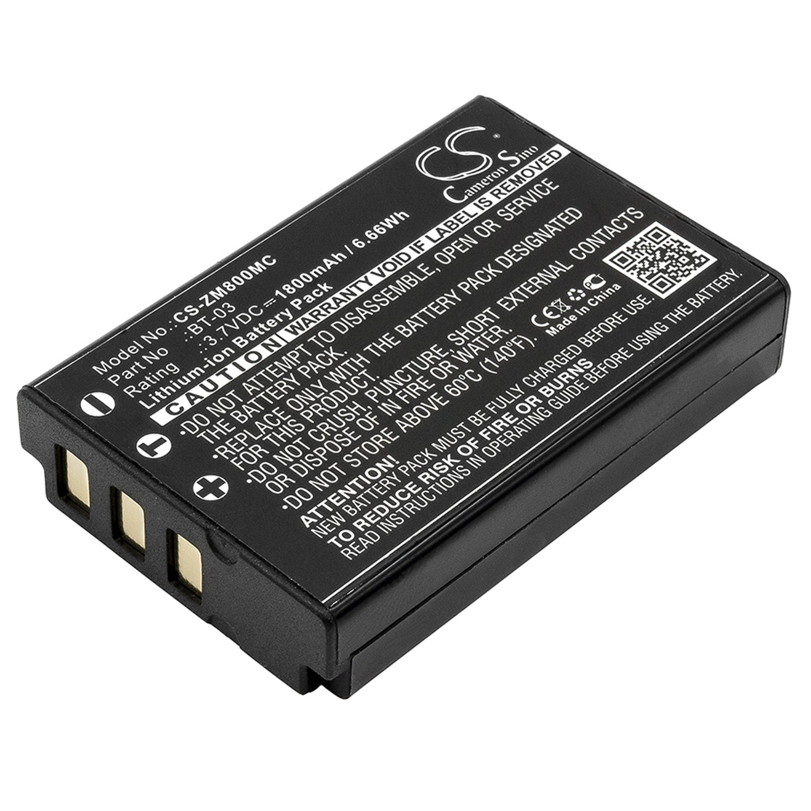 Zoom Q8 Recorder Camera Battery - 1800mAh, 3.7V Li-ion Replacement Power for Extended Recording