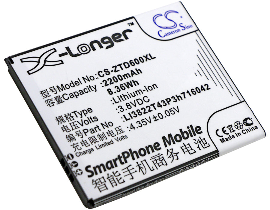 ZTE Blade D6/Dual SIM TD-LTE Battery - 2200mAh - 3.8V Li-ion Replacement - Phone Battery