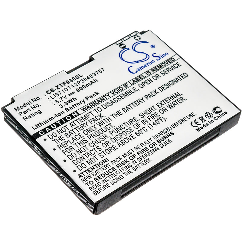 900mAh Replacement Battery - AT&T Z431, ZTE, Vodafone Smartphones - 3.7V Li-ion - Aspect, F450, T930, Rio II Compatible