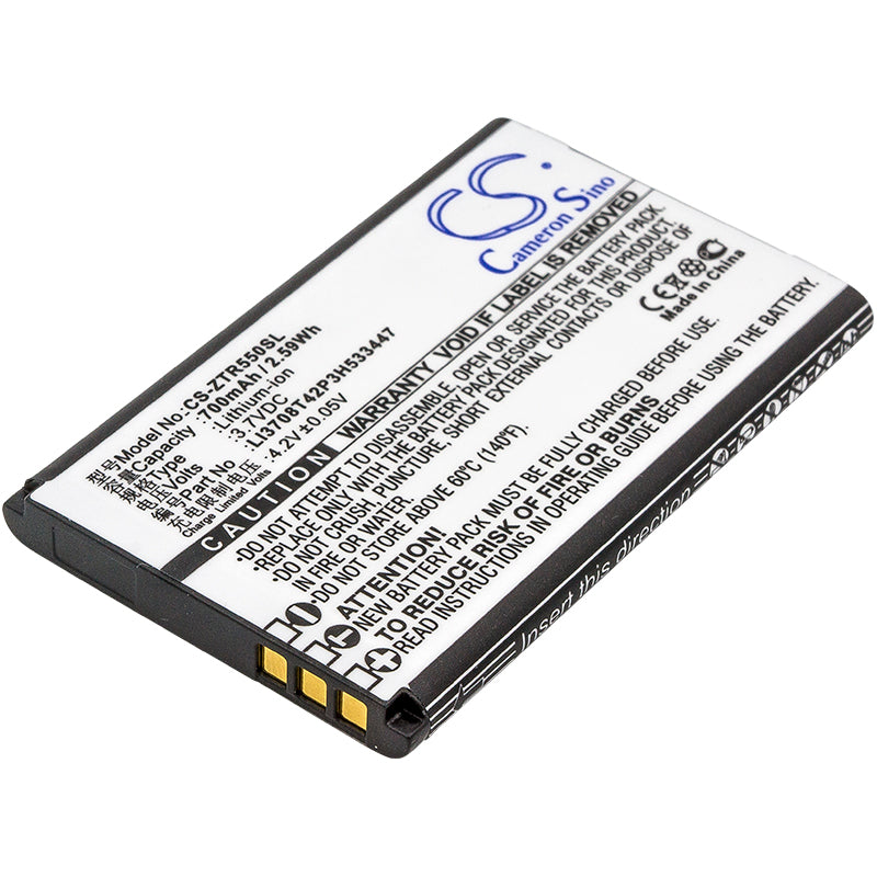 700mAh Battery Replacement for ZTE R550 Smartphone - 3.7V Li-ion, Compatible with ZTE R550, LI3708T42P3H533447