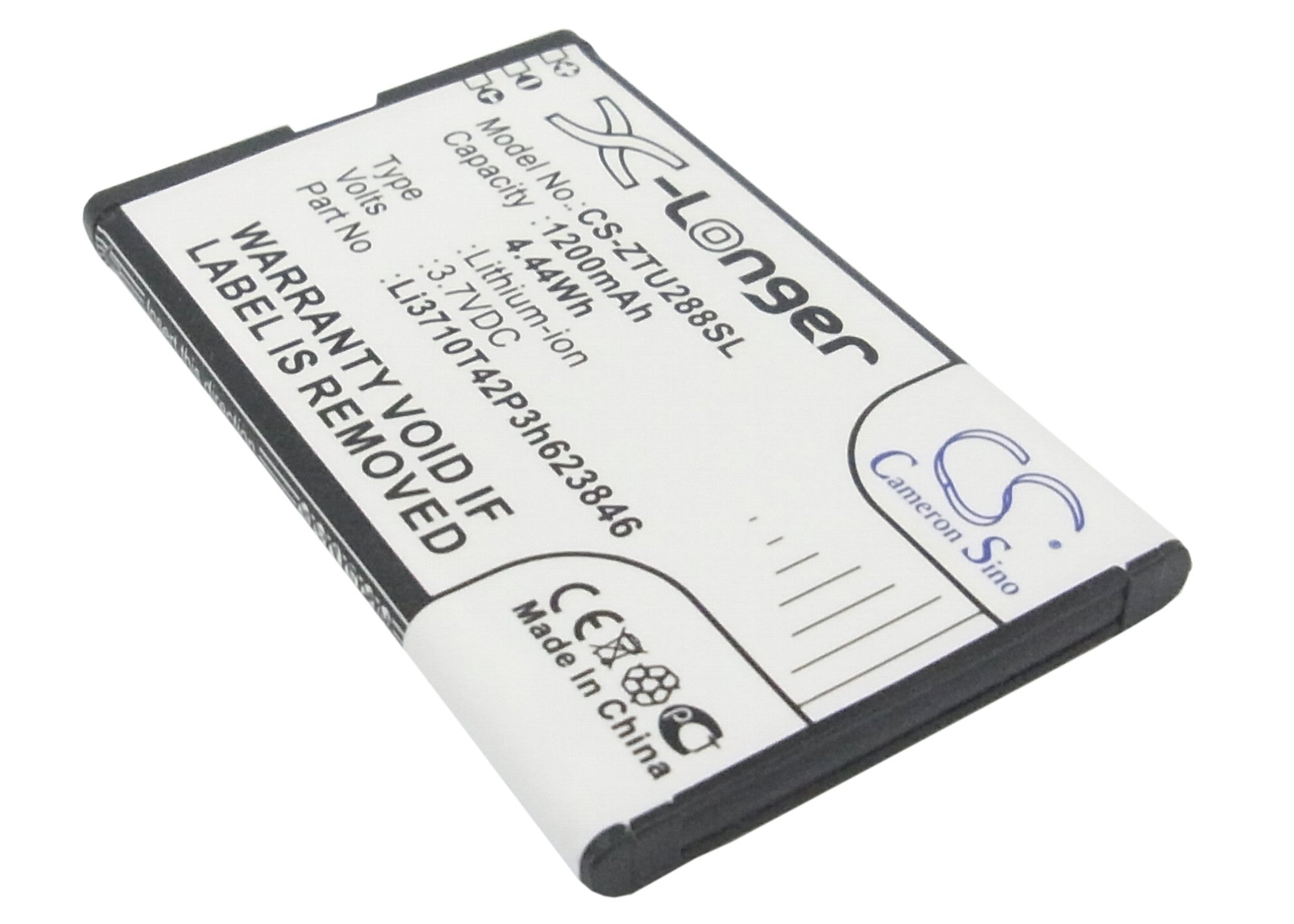 1200mAh Li-ion Battery Replacement for ZTE U288 & S207 Smartphone - 3.7V Mobile Power Boost