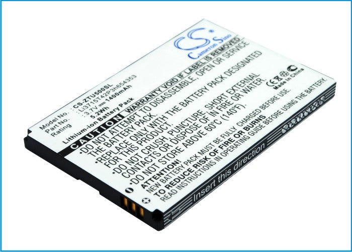 1400mAh 3.7V Li-ion Replacement Battery for ZTE X876 X70 X60 U500 E760 Raise X61 TMN Silverbelt U980 Phones