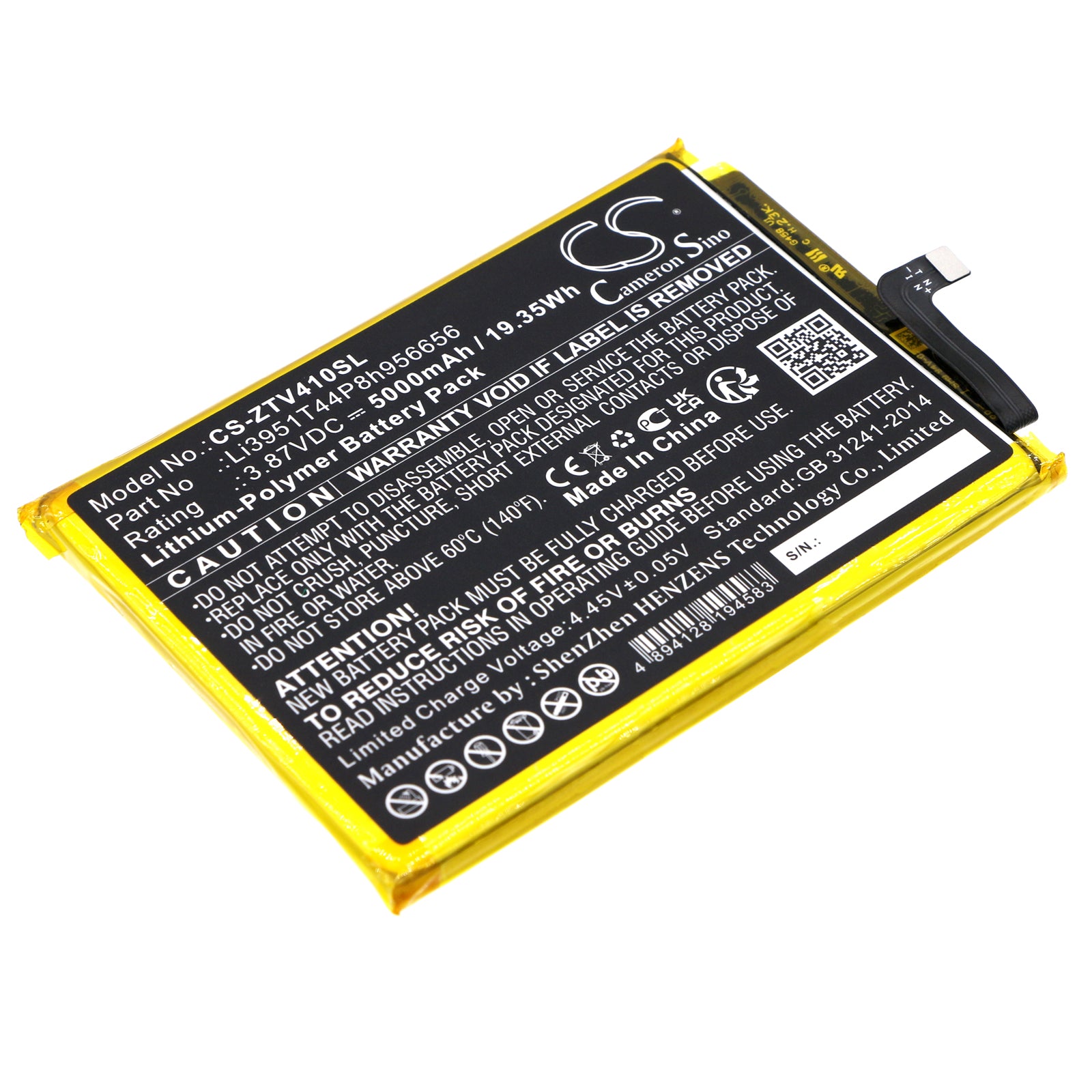 5000mAh Li-Polymer Replacement Battery for ZTE Blade V40 Series: 5G, Vita, 8045 Mobile - 3.87V Power Boost