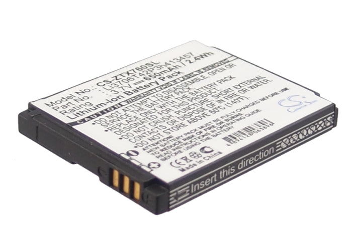 Orange Vegas, ZTE X760 X761 S618 A37 V18 Replacement Battery - 650mAh Li-ion 3.7V - 40.6x34x5.6mm - Phone Battery