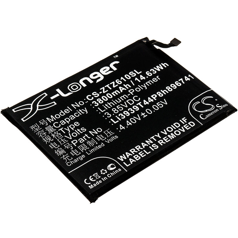 3800mAh Replacement Battery for ZTE Blade Max View/LTE & Z610DL - 3.85V Li-Polymer Cell Phone Battery