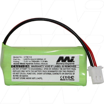 MI Battery Experts CTB112-BP1 NiMH Cordless Phone Battery 2.4V, 23g, Long-lasting Power for Clear Calls
