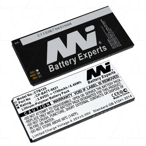 MI Battery Experts CTB125-BP1 Lithium Ion Cordless Phone Battery - 3.8V, 1.7Ah, 6.5Wh for Reliable Home & Office Communication