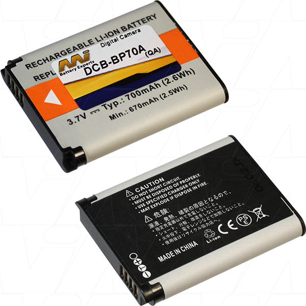 Professional-Grade DCB-BP70A-BP1 Digital Camera Battery 740mAh, 3.7V, 13.5g, for Extended Photography Sessions