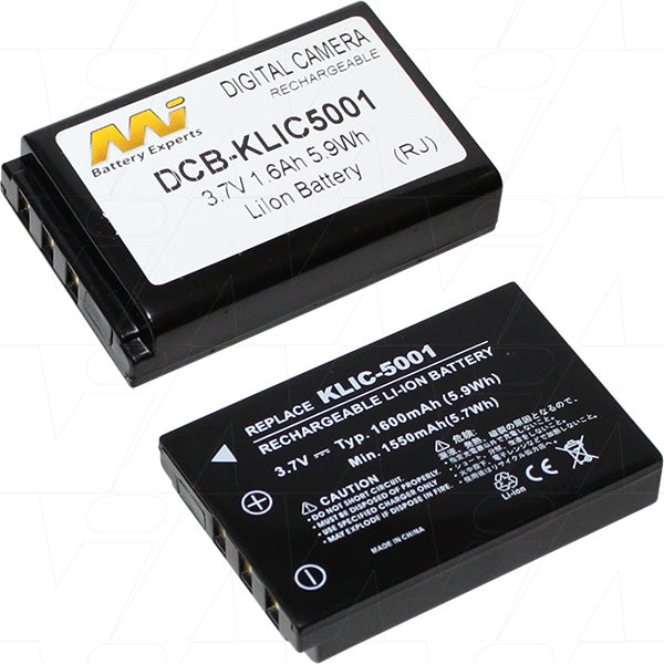Professional-Grade DCB-KLIC-5001-BP1 Digital Camera Battery by MI Battery Experts - 1.4Ah, 3.7V, 42g Lightweight Design for Extended Photography Sessions