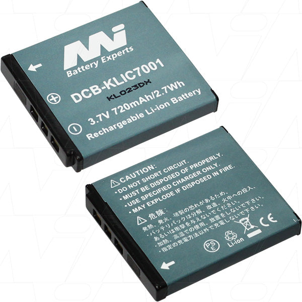 MI Battery Experts DCB-KLIC-7001-BP1 Li-Ion Camera Battery - 720mAh, 3.7V, 17g - Professional-Grade Power for Digital Cameras