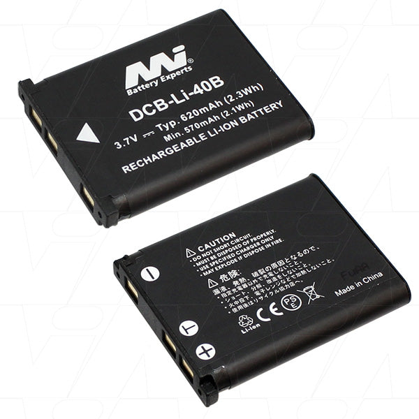 MI Battery Experts DCB-Li-40B-BP1 Professional 620mAh Lithium-Ion Digital Camera Battery - 3.7V, 14g, Extended Life for Photographers