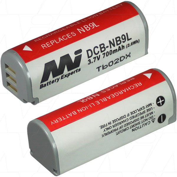 MI Battery Experts DCB-NB9L-BP1 Professional 600mAh Li-Ion Digital Camera Battery for Extended Shooting, 3.6V, 19g