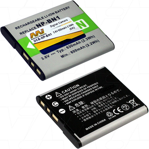 Professional Grade 630mAh Li-ion Battery for Sony Cybershot Cameras - MI Battery Experts DCB-NP-BN1-BP1 - 3.6V, 14.3g