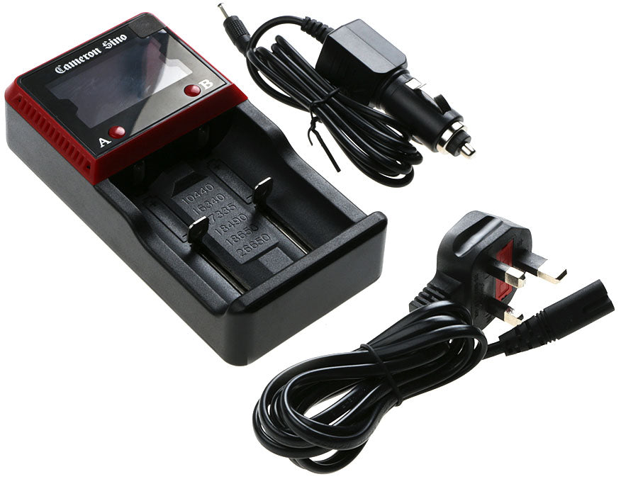 Universal Smart Battery Charger AC/DC - 18650, 26650, AA, AAA - ICR/INR/NR/UR Compatible - 145x75.3x39mm