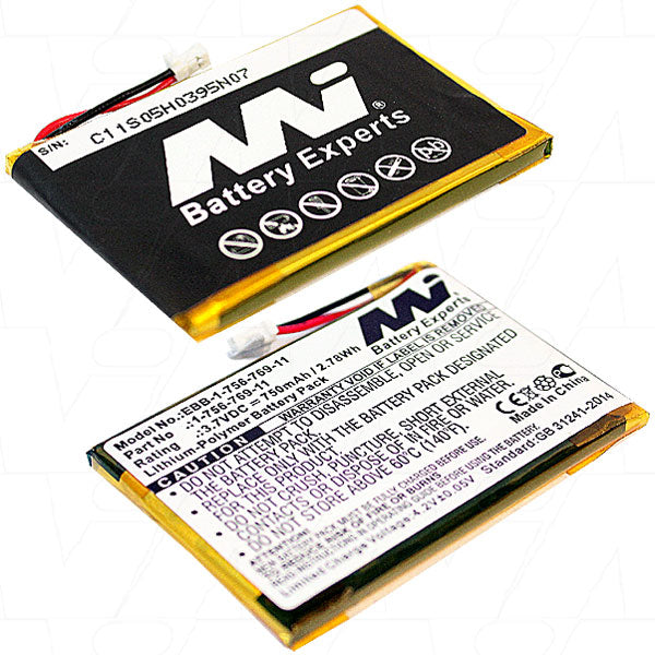 MI Battery Experts EBB-1-756-769-11-BP1 Lithium Polymer eReader Battery - 750mAh, 3.7V, Ultra-Slim 4mm Profile
