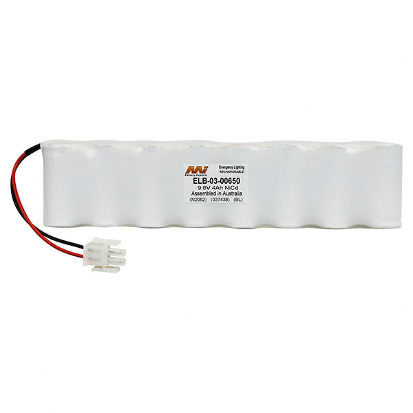MI Battery Experts ELB-03-00650 9.6V 4Ah NiCd Emergency Lighting Battery - Long-Life Backup Power for Exit Signs & Safety Fixtures