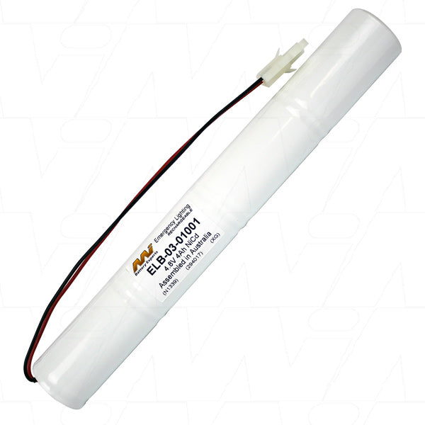 MI Battery Experts ELB-03-01001 4.8V 4Ah NiCd Emergency Lighting Battery Pack - Reliable Backup Power for Safety Systems